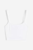 H & M - Velour Crop Top - White