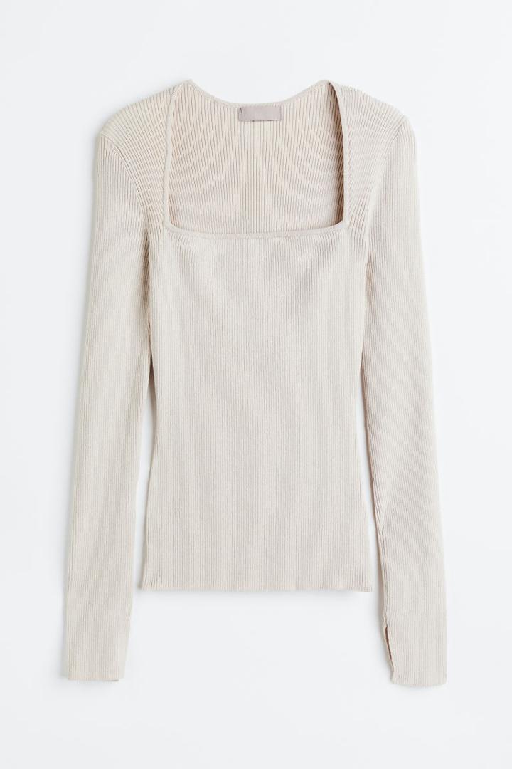 H & M - Square-neck Top - Beige