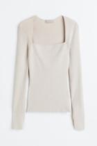 H & M - Square-neck Top - Beige