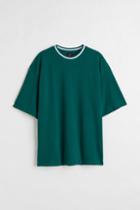 H & M - Oversized Fit Piqu T-shirt - Green