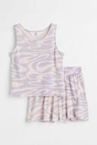 H & M - 2-piece Set With Tank Top And Shorts - Purple