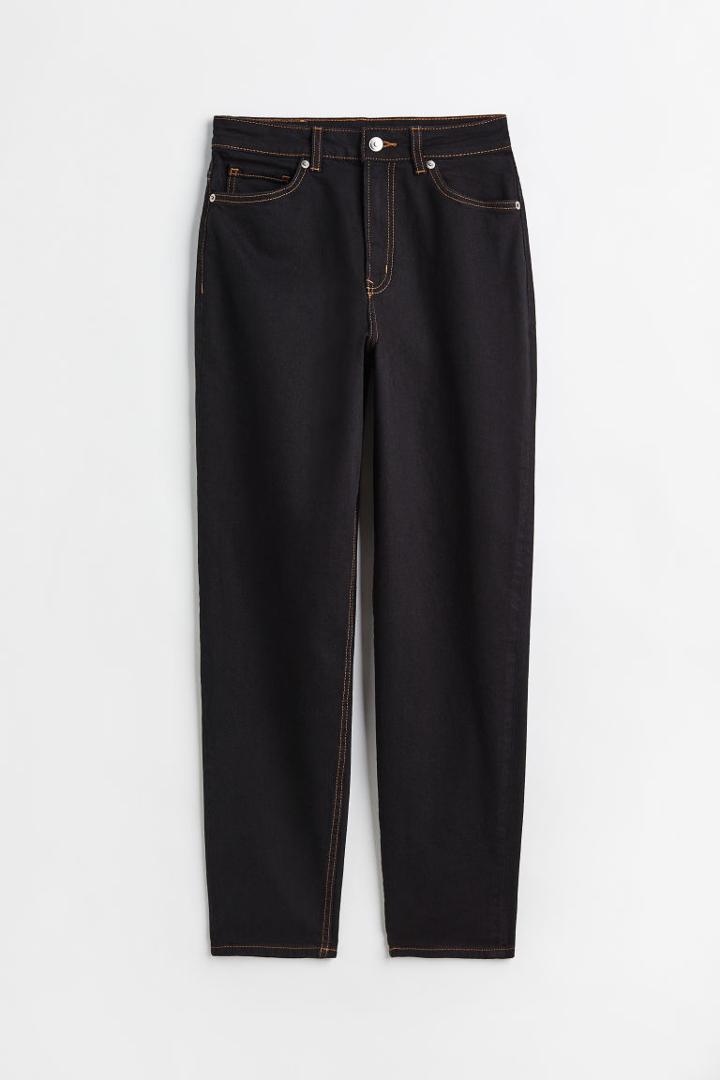 H & M - Mom Loose-fit High Ankle Jeans - Black