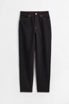 H & M - Mom Loose-fit High Ankle Jeans - Black