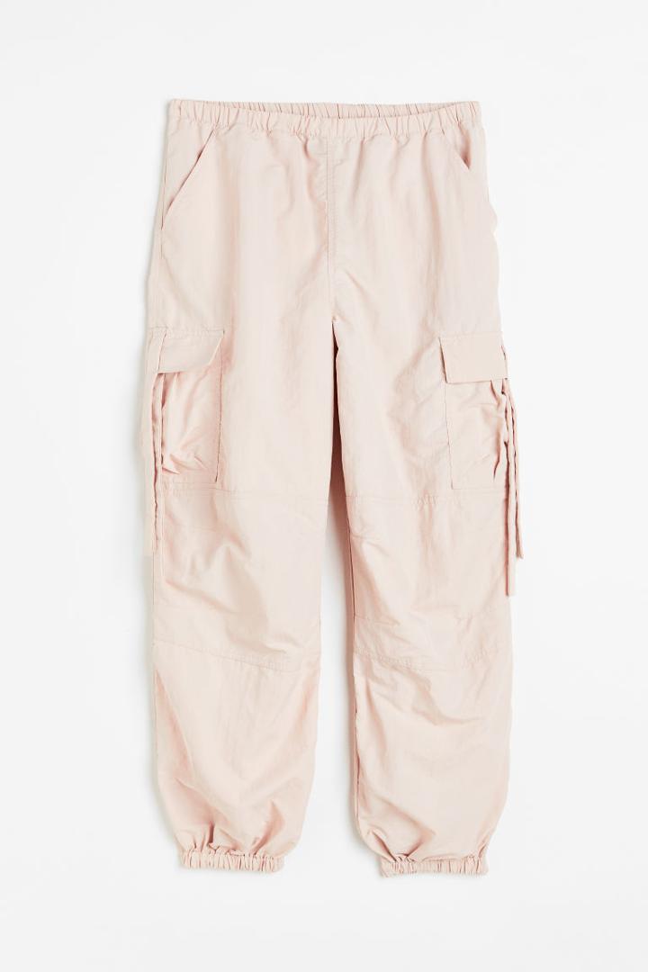 H & M - Low-waist Parachute Pants - Pink