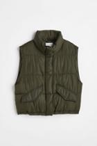 H & M - Stand-up-collar Puffer Vest - Green
