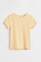 H & M - Short-sleeved Ribbed Top - Yellow
