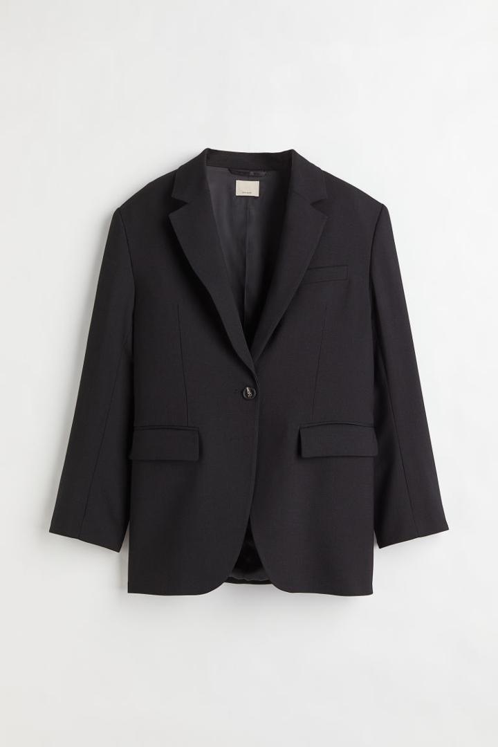 H & M - One-button Wool Blazer - Black