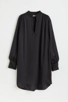 H & M - Satin Tunic Dress - Black