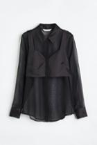 H & M - Double-layered Sheer Shirt - Black