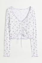H & M - V-neck Drawstring Top - White