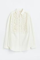 H & M - Lace-detail Shirt - White