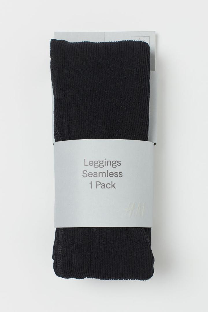 H & M - Seamless Ribbed Leggings - Black