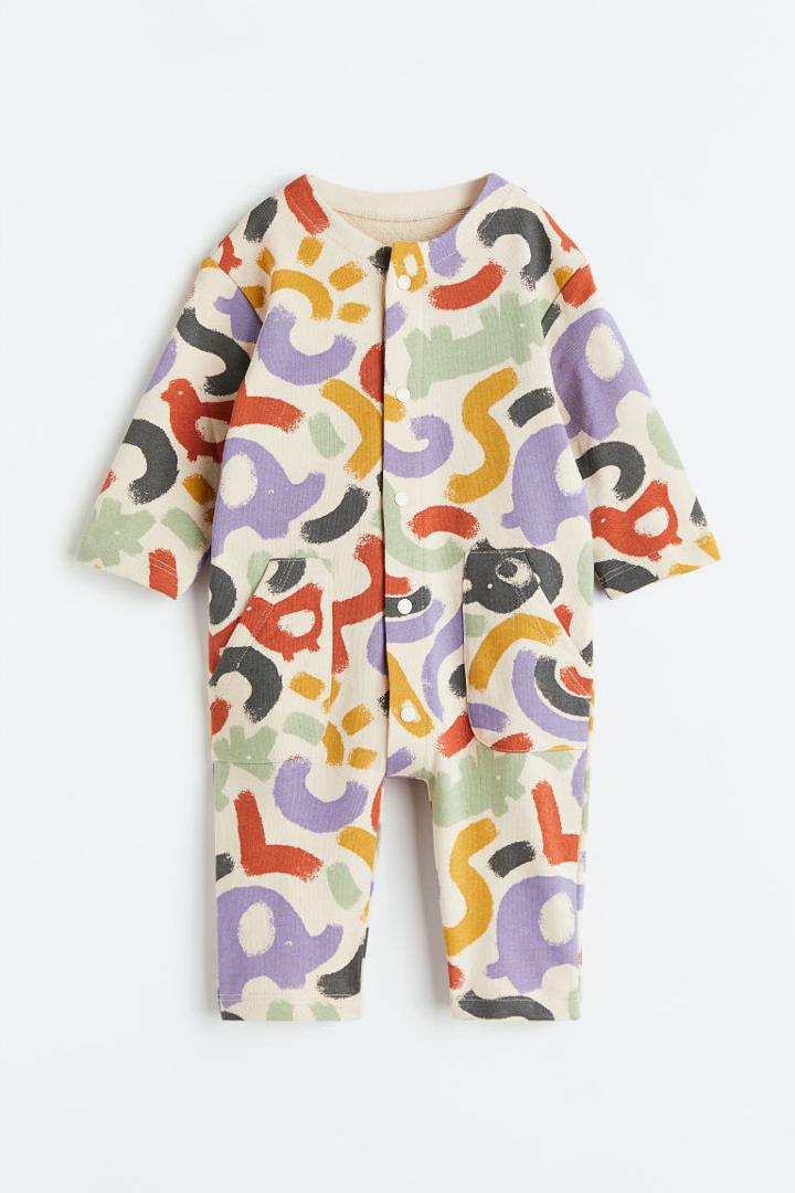 H & M - Patterned Jumpsuit - Beige