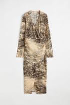 H & M - Long Wrap-front Dress - Beige