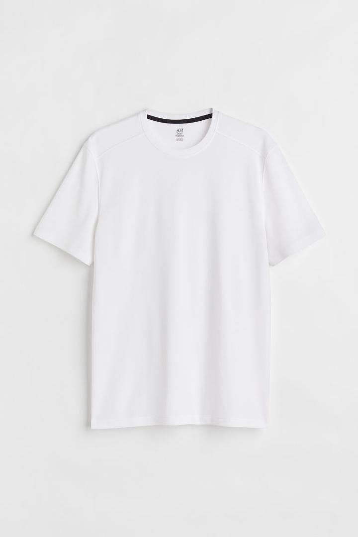 H & M - Regular Fit Short-sleeved Sports Shirt - White