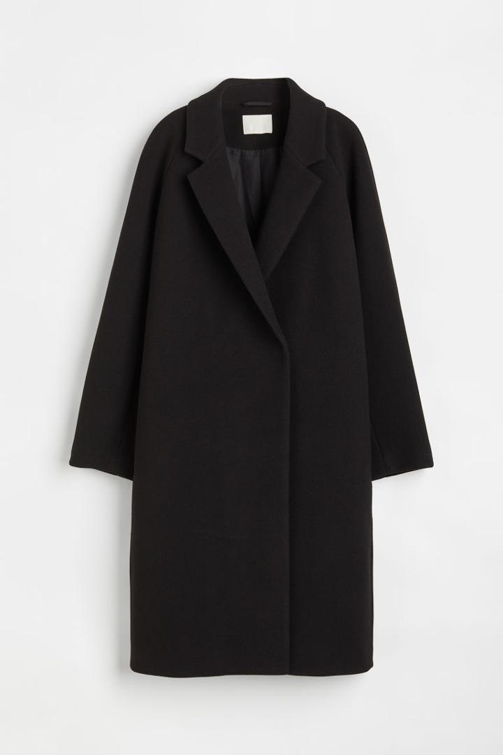 H & M - Double-breasted Coat - Black