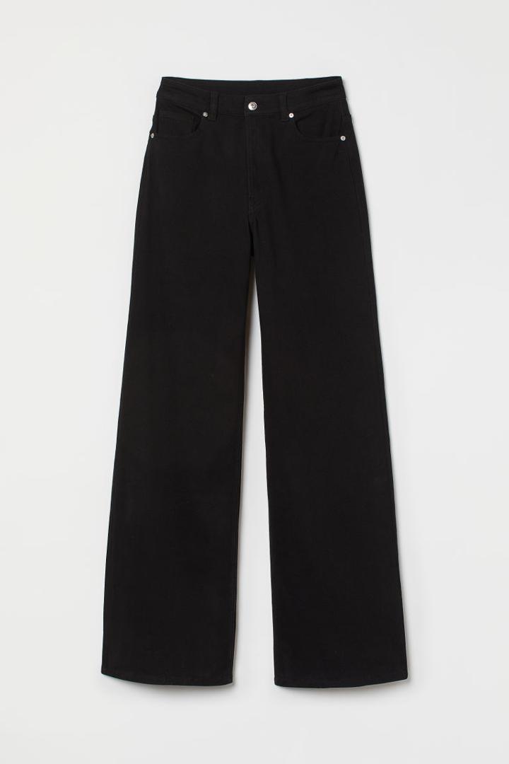 H & M - Wide-leg Twill Pants - Black