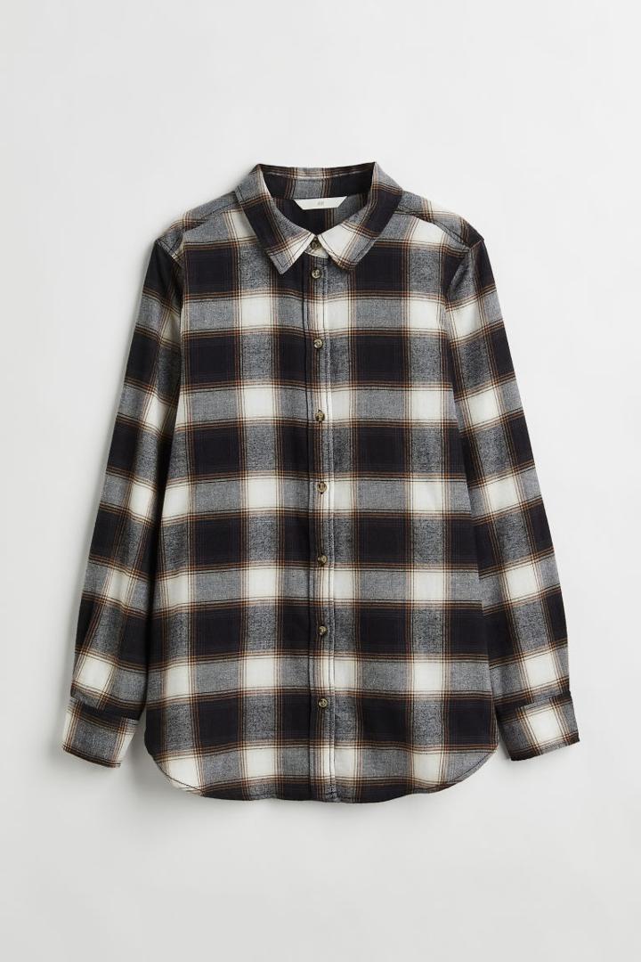 H & M - Cotton Flannel Shirt - Gray
