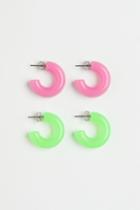 H & M - 2-pack Hoop Earrings - Pink