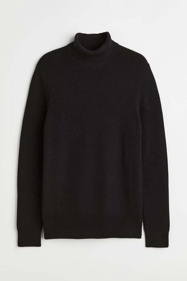 H & M - Regular Fit Turtleneck Sweater - Black