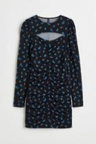 H & M - Gathered Cut-out Dress - Black