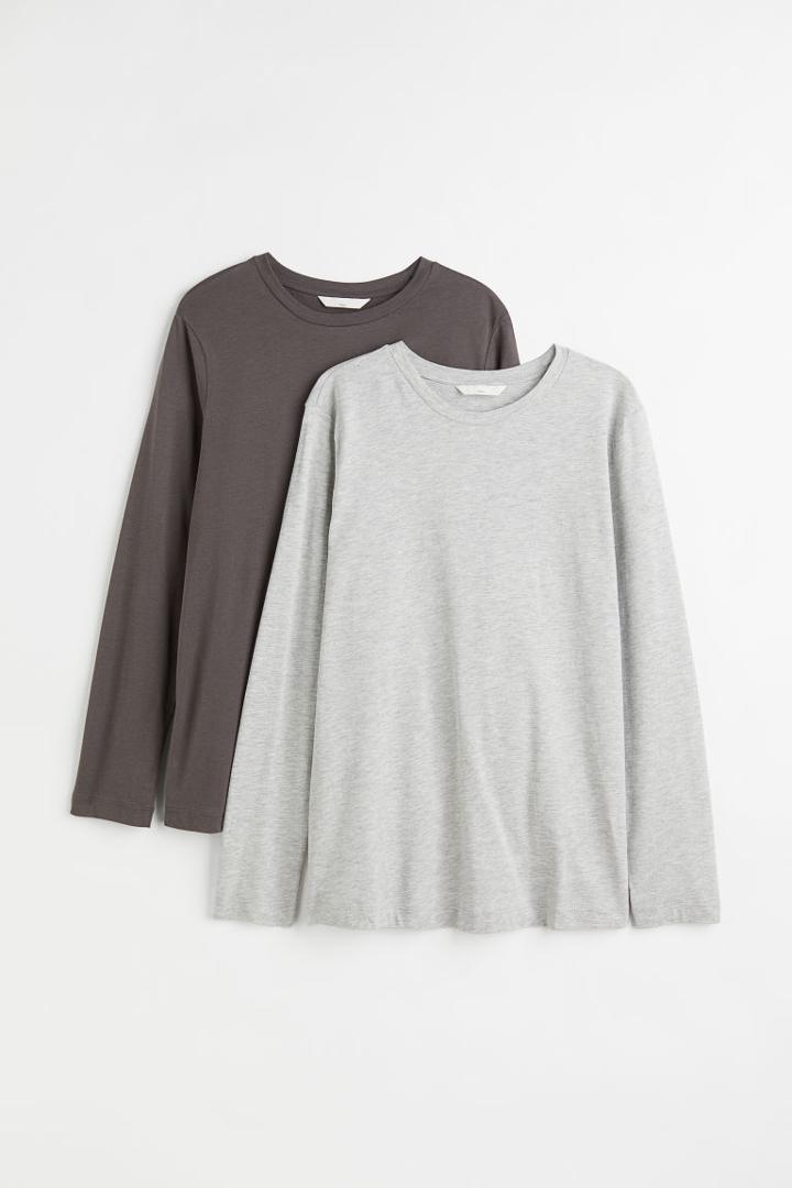 H & M - Mama 2-pack Cotton Tops - Gray