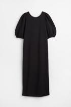 H & M - Waffled Jersey Dress - Black