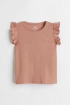 H & M - Ruffle-trimmed Sleeveless Top - Orange