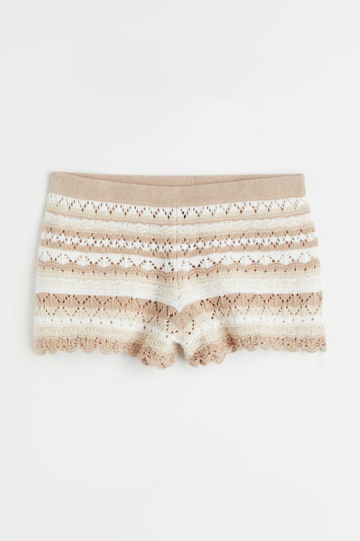 H & M - Crochet-look Shorts - Beige