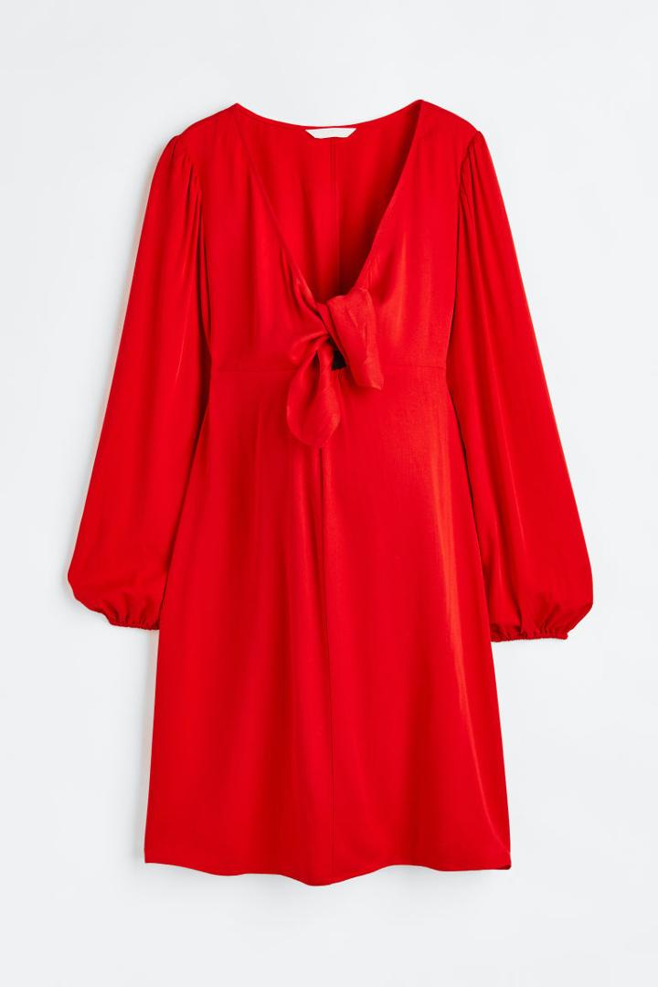 H & M - Mama Tie-detail Dress - Red