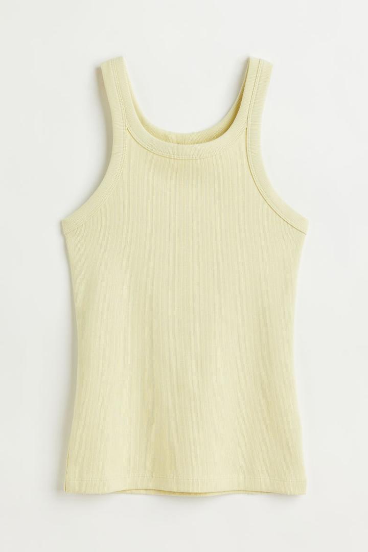 H & M - Ribbed Tank Top - Yellow