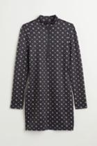 H & M - H & M+ Monogram-patterned Fitted Dress - Black