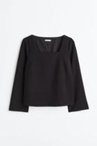 H & M - Square-necked Blouse - Black