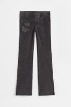 H & M - Rhinestone-detail Flared Jeggings - Gray