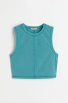 H & M - Sleeveless Crop Top - Turquoise