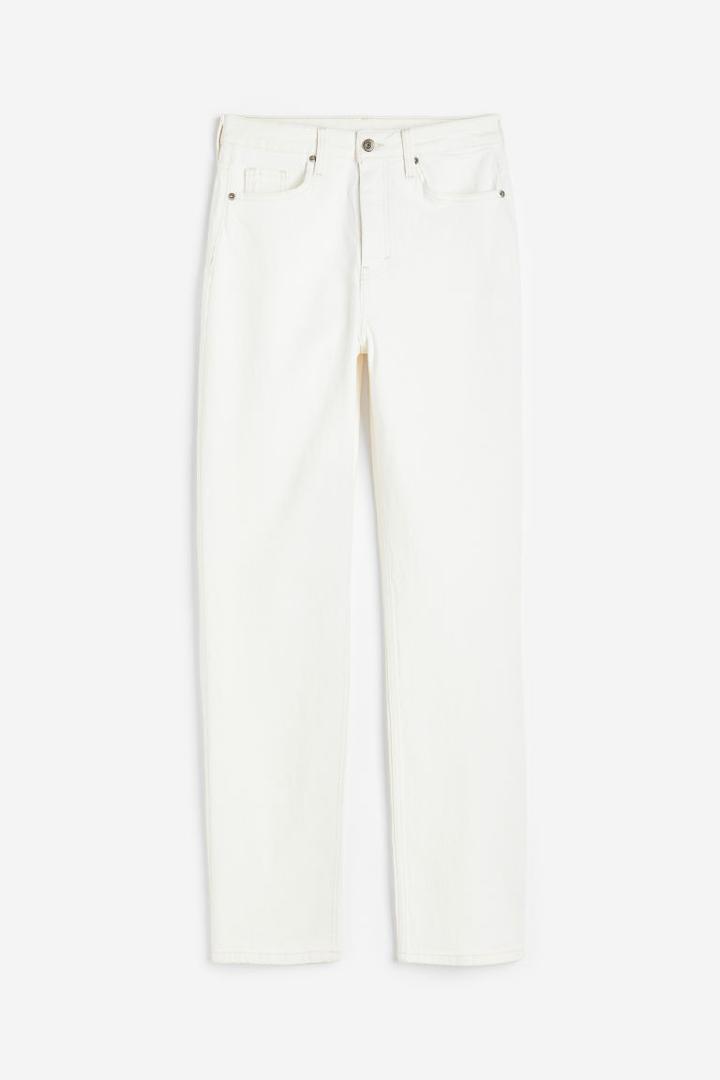 H & M - Curvy Fit Straight High Jeans - White