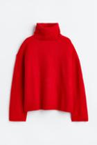 H & M - Oversized Turtleneck Sweater - Red