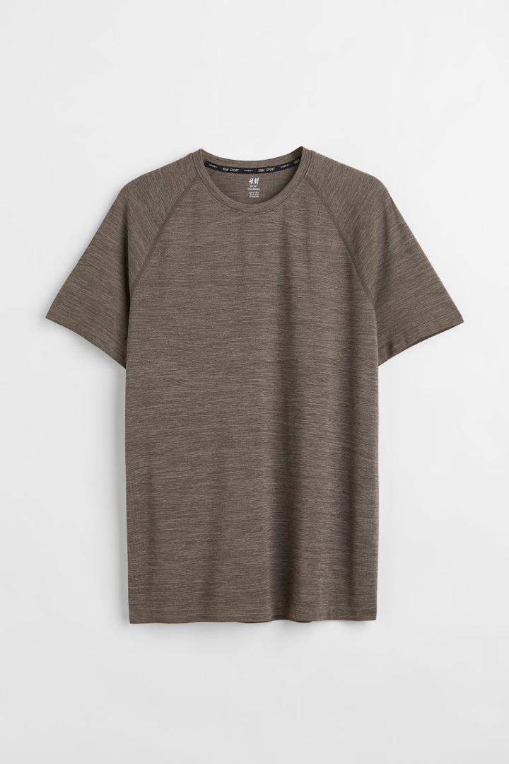 H & M - Regular Fit Seamless Sports Shirt - Beige