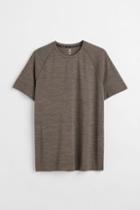 H & M - Regular Fit Seamless Sports Shirt - Beige