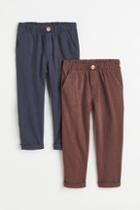 H & M - 2-pack Cotton Jersey Pants - Beige