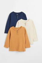 H & M - 3-pack Long-sleeved Shirts - Yellow