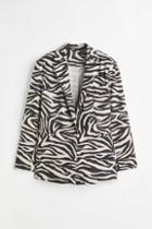 H & M - Glittery One-button Jacket - Beige