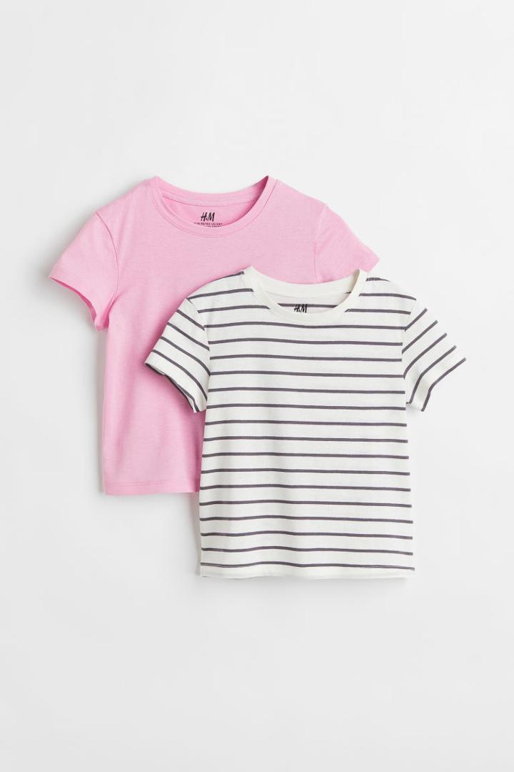H & M - 2-pack Cotton Jersey Tops - Pink