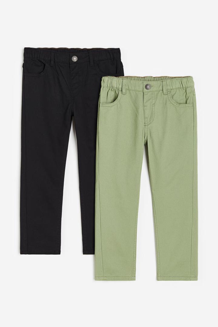 H & M - 2-pack Relaxed Tapered Fit Pants - Green