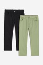 H & M - 2-pack Relaxed Tapered Fit Pants - Green