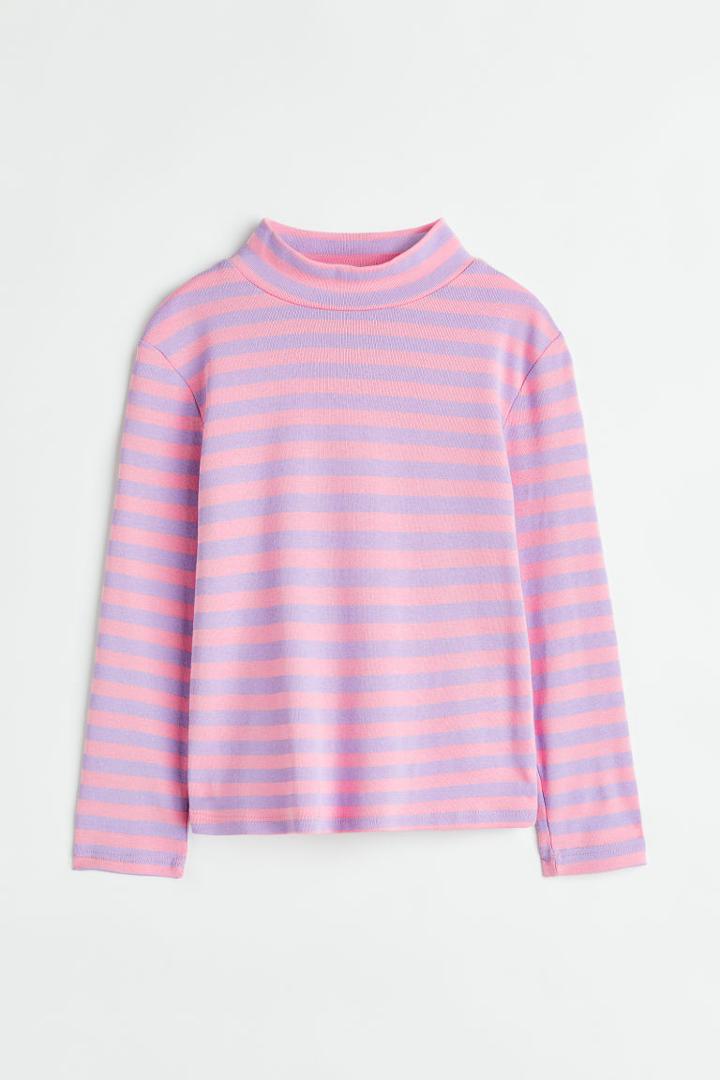 H & M - Jersey Mock Turtleneck Top - Pink