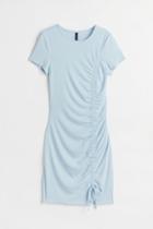 H & M - Fitted Drawstring-detail Dress - Blue