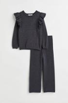 H & M - 2-piece Glittery Knit Set - Gray