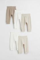 H & M - 5-pack Cotton Pants - Beige
