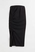 H & M - Mama Drawstring-detail Jersey Skirt - Black